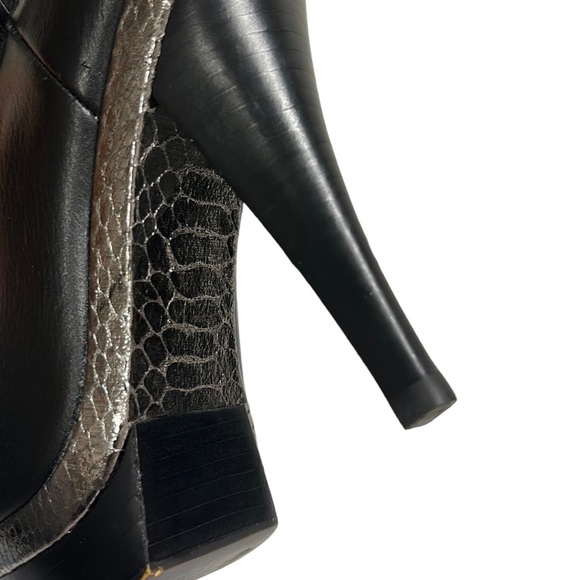 STEVE MADDEN | Mainst‎ Leather Peep Toe Booties Black Silver Snakeskin 6M - Picture 15 of 16